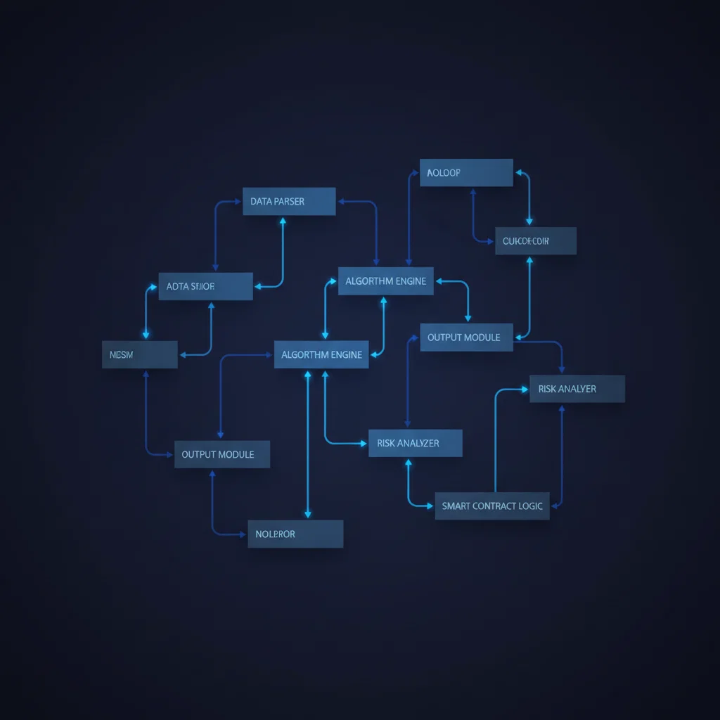 Visualização abstrata de arquitetura algorítmica - capacitação corporativa algoritmos financeiros